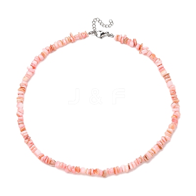 Dyed Natural Freshwater Shell Nuggets Beaded Necklaces NJEW-JN05488-04-1