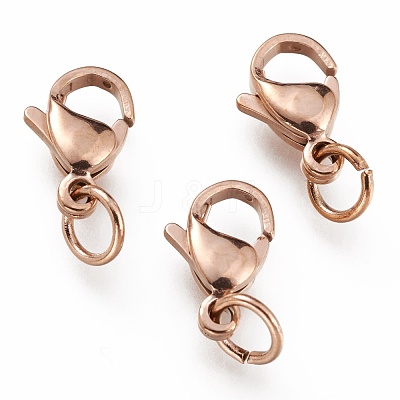 Ion Plating(IP) 304 Stainless Steel Lobster Claw Clasps STAS-G240-01C-RG-1