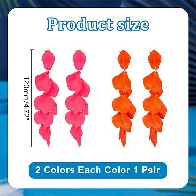 2 Pairs 2 Colors Alloy Acrylic Dangle Stud Earrings EJEW-AR0001-14-1