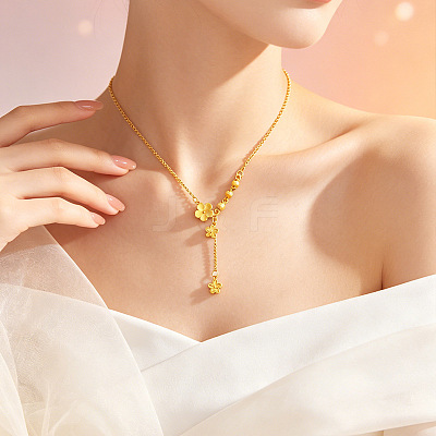 Brass Flower Tassel Pendant Necklaces for Women WG8DA3A-01-1