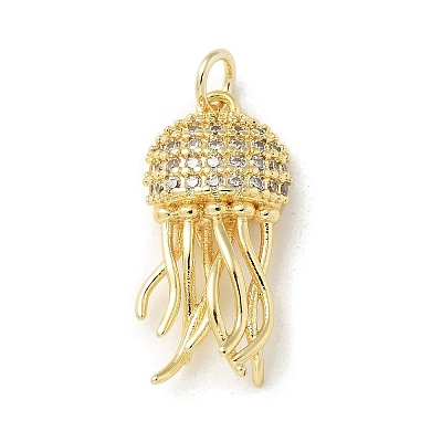 Brass Micro Pave Clear Cubic Zirconia Pendants KK-U046-02G-03-1