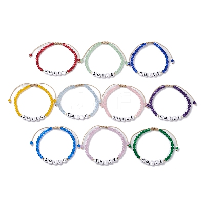 10Pcs Natural & Dyed Malaysia Jade Beaded Bracelet BJEW-JB10074-1