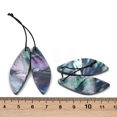 2Pcs Natural Black Lip Shell Pendants FIND-Z079-01G-1