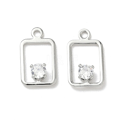 Brass Micro Pave Cubic Zirconia Rectangle Charms KK-Z136-04P-1