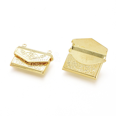Brass Locket Pendants KK-G386-11G-1
