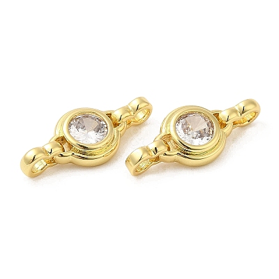 Rack Plating Brass Pave Clear Cubic Zirconia Connector Charms KK-Z028-05G-1