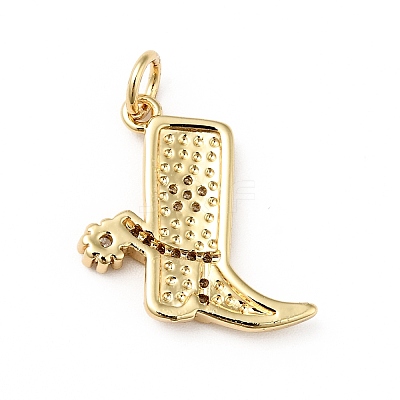 Rack Plating Brass Micro Pave Clear Cubic Zirconia Pendants KK-E060-22G-1