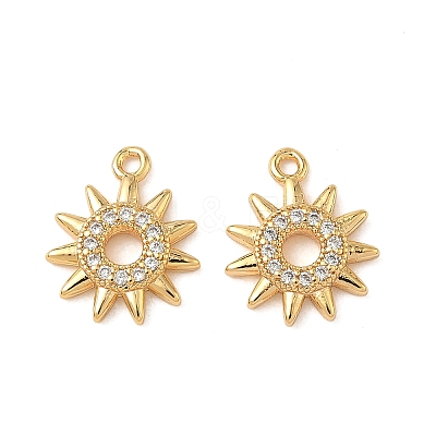 Brass Micro Pave Clear Cubic Zirconia Charms KK-B160-24G-1