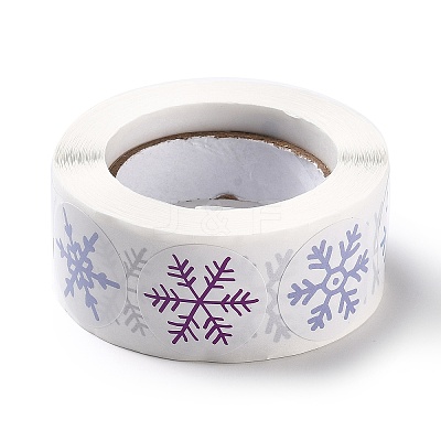 Christmas Themed Flat Round Roll Stickers X-DIY-B045-04B-1