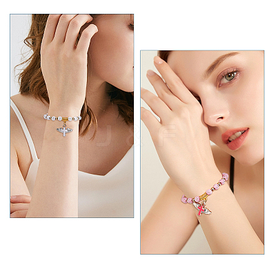 2Pcs Acrylic & Plastic Beads Bracelets BJEW-HS00006-1