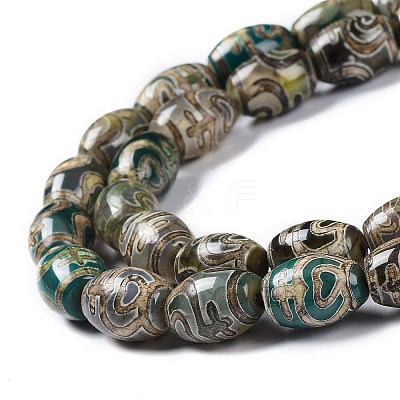 Tibetan Style dZi Beads Strands TDZI-E005-01F-1