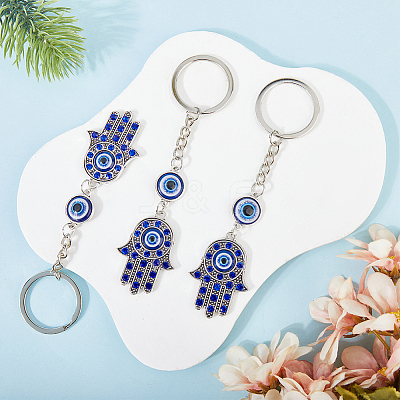 5Pcs Alloy Lampwork Keychain Bar KEYC-CP0001-41-1