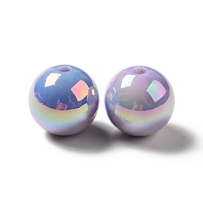 UV Plating Opaque Rainbow Iridescent Acrylic Beads LS-MACR-D063-01A-04-1