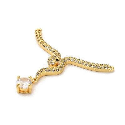 Brass Micro Pave Clear Cubic Zirconia Connector Charms X-KK-C108-02B-G-1