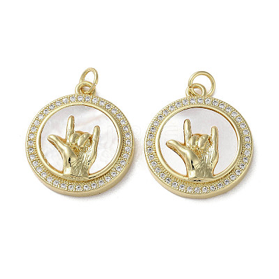 Gesture Theme Brass Micro Pave Cubic Zirconia Pendants KK-G485-18D-G-1