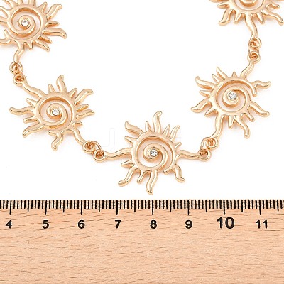 Alloy Crystal Rhinestone Sun Link Chain Necklaces for Women NJEW-P345-01G-1
