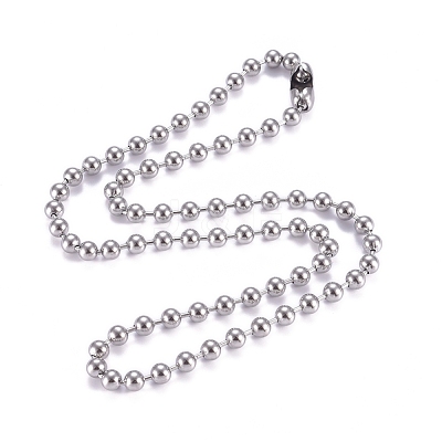 Non-Tarnish 304 Stainless Steel Ball Chain Necklace NJEW-G340-05P-04-1