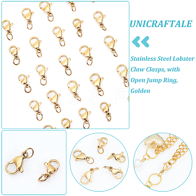 40Pcs 4 Styles 304 Stainless Steel Lobster Claw Clasps STAS-UN0040-73-1