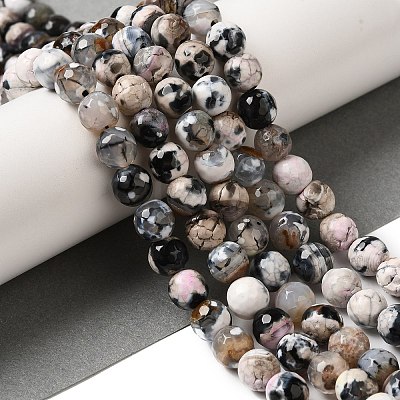 Dyed & Heated Natural Fire Crackle Agate Beads Strands G-P539-C01-02-1