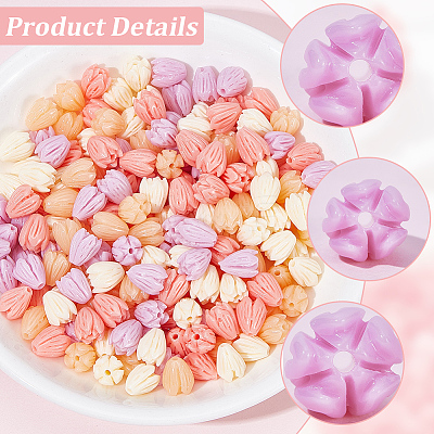 200Pcs 4 Colors Dyed Synthetic Coral Beads CORA-SP0001-22-1