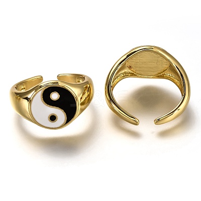 Brass Enamel Cuff Rings RJEW-C100-22G-1