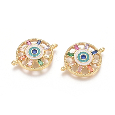 Brass Micro Pave Cubic Zirconia Links Connectors ZIRC-G152-36G-1