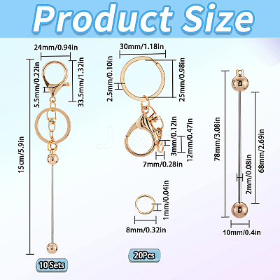 DIY Alloy Bar Beadable Keychain Making Kit DIY-SC0024-54KCG-1