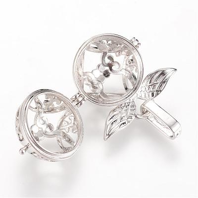 Rack Plating Brass Cage Pendants KK-S309-01P-1