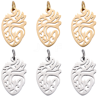12Pcs 2 Colors 201 Stainless Steel Pendants STAS-SC0008-81-1