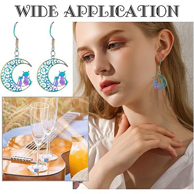 40Pcs 2 Style Ion Plating(IP) Rainbow Color 304 Stainless Steel Hoop Earrings Findings STAS-UN0039-05-1