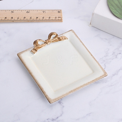 Square with Bowknot Porcelain Jewelry Plate PW-WG33B7C-01-1