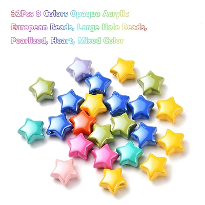 32Pcs 8 Colors Opaque Acrylic Beads MACR-YW0001-41-1