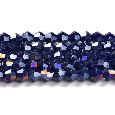 Opaque Solid Color Electroplate Glass Beads Strands EGLA-A039-P4mm-B10-1