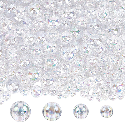1000Pcs 4 Styles Transparent Acrylic Beads MACR-PA0001-02-1