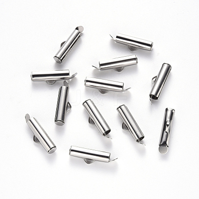 Non-Tarnish 304 Stainless Steel Slide On End Clasp Tubes X-STAS-S115-01E-P-1