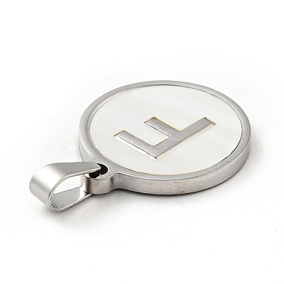 304 Stainless Steel with White Shell Pendants STAS-G268-01F-P-1