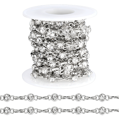 4 Yards Alloy Rhinestone Link Chains LCHA-PH0001-02P-1