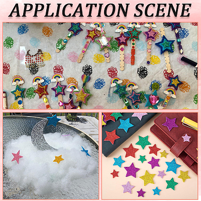 480Pcs 8 Colors EVA Glitter Powder Stickers DIY-SP0001-84-1