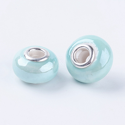 Rondelle Turquoise Handmade Porcelain Large Hole European Beads X-OPDL-G001-1-1