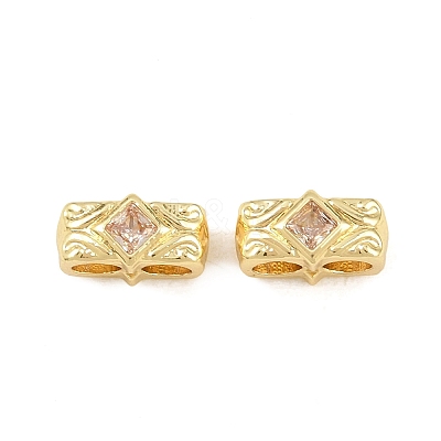 Brass Micro Pave Clear Cubic Zirconia Slide Charms KK-Z151-05G-1