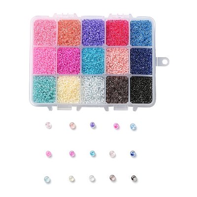 FGB 375G 15 Colors 12/0 Grade A Round Glass Seed Beads SEED-JP0011-05-2mm-1