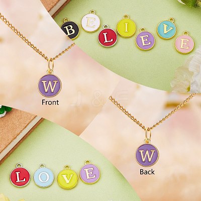 120Pcs 12 Colors Golden Plated Alloy Charms ENAM-SZ0001-64W-1
