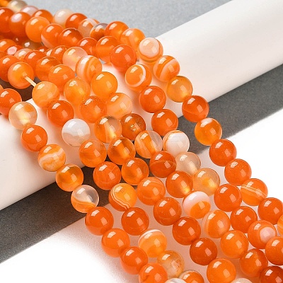 Natural Striped Agate/Banded Agate Beads Strands G-Z060-A01-A03-1