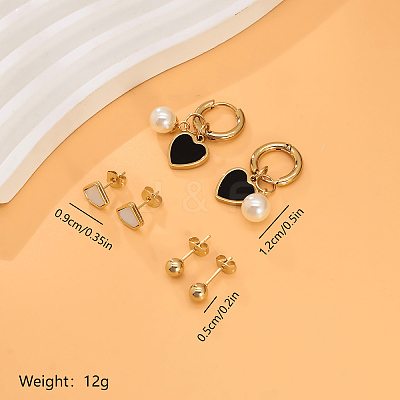 3 Pairs Elegant Stainless Steel Earring Sets OF1161-3-1