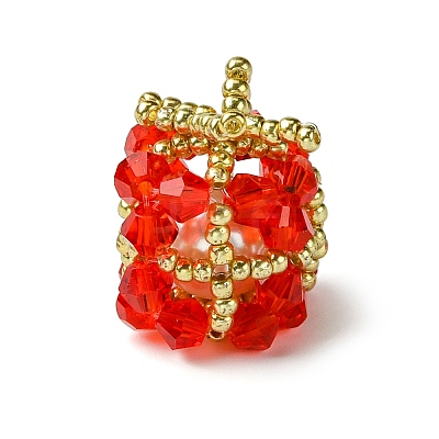 Christmas Seed Beads Beaded Charms PALLOY-MZ00299-01-1