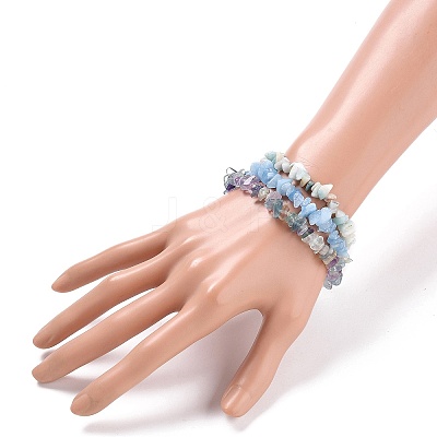 Chips Natural Mixed Stone Stretch Bracelets BJEW-JB05643-1