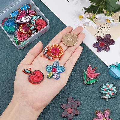 22Pcs 11 Style Transparent Acrylic Pendants KY-SC0001-49-1