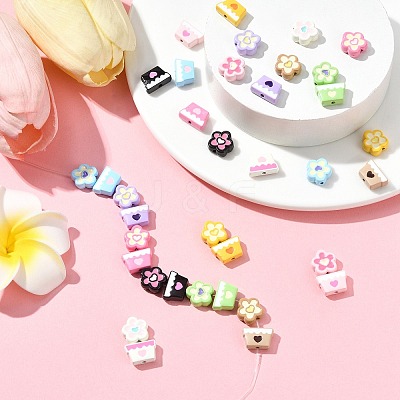 36pcs 18 Styles Baking Paint Alloy Beads FIND-CJ0004-21-1