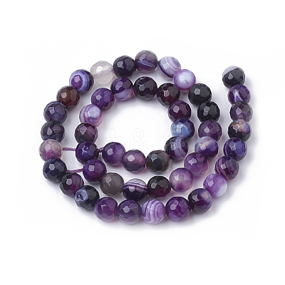 Natural Striped Agate/Banded Agate Beads Strands G-S281-51G-8mm-1