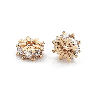 Brass Micro Pave Cubic Zirconia Beads KK-R216-02KCG-1